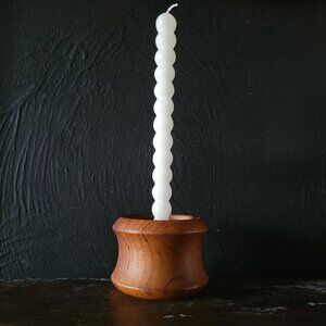 Goodwood Genuine Teak Taper Candle Holder / Pillar Candle Holder, MCM, Boho